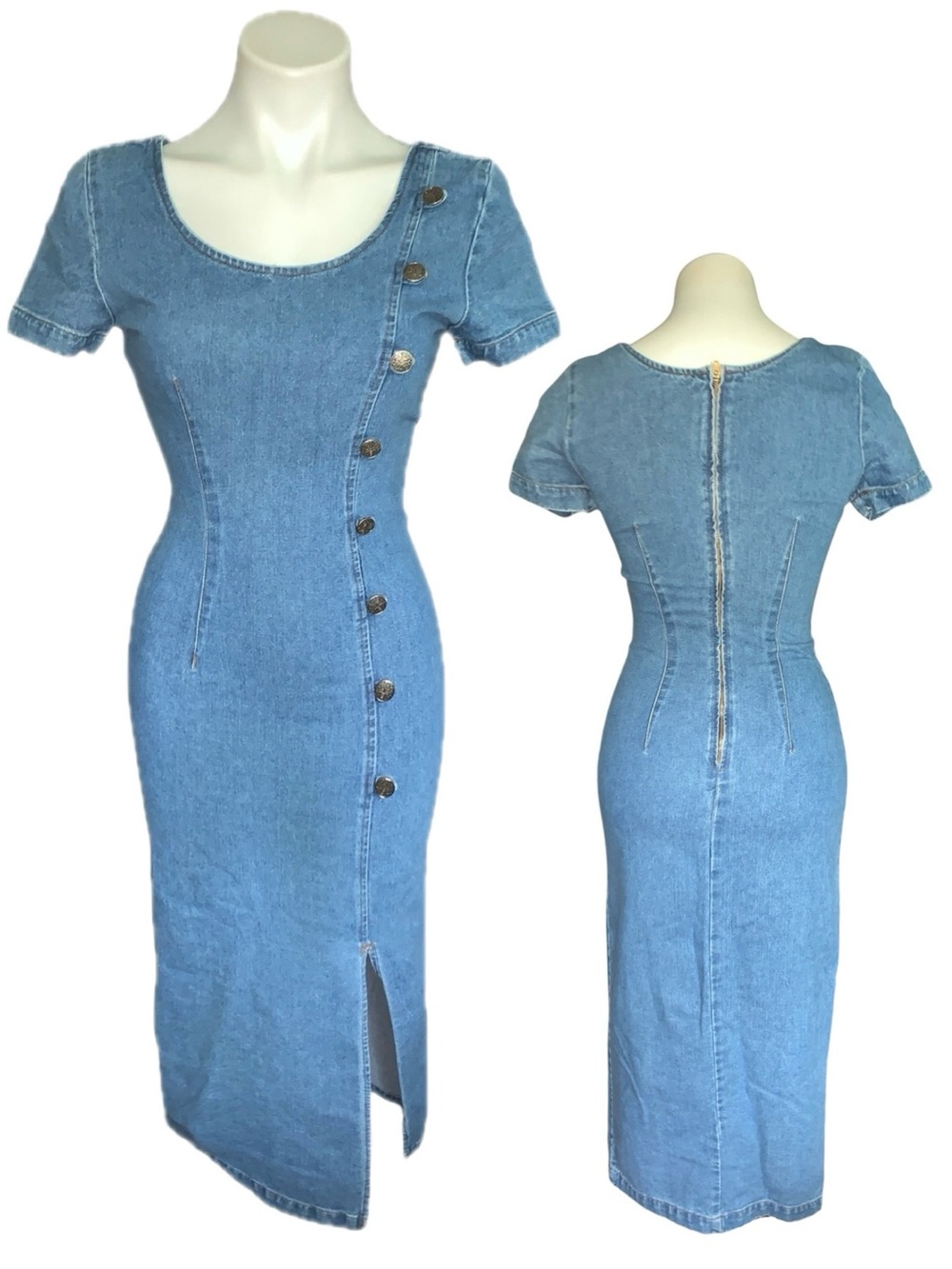 w o w :: Vintage Y2K Denim Bodycon Midi Dress